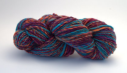 Deep purple, orange, and turquoise handspun!