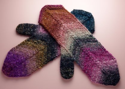 Mitered Mittens in Noro Silk Garden