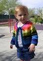 Camdyn wearing her Tulip Sweater, knit in Malabrigo Worsted.