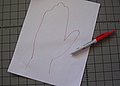 1. Trace around hand with fingers together.